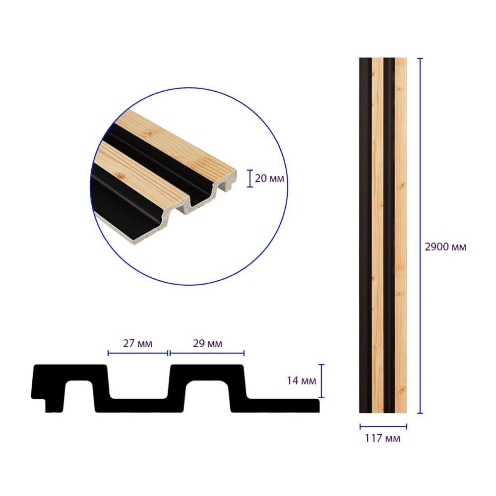 Рейка декоративна PS 2900х117х20мм Сосна з графітом SW-00002146 Дніпро - фото 9