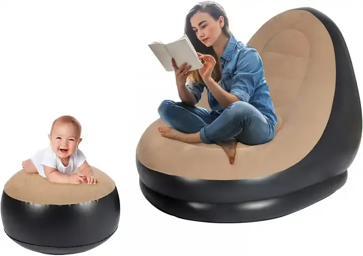 Надувной диван с пуфом Air Sofa / Надувное велюровое кресло с пуфиком Коломия - фото 5