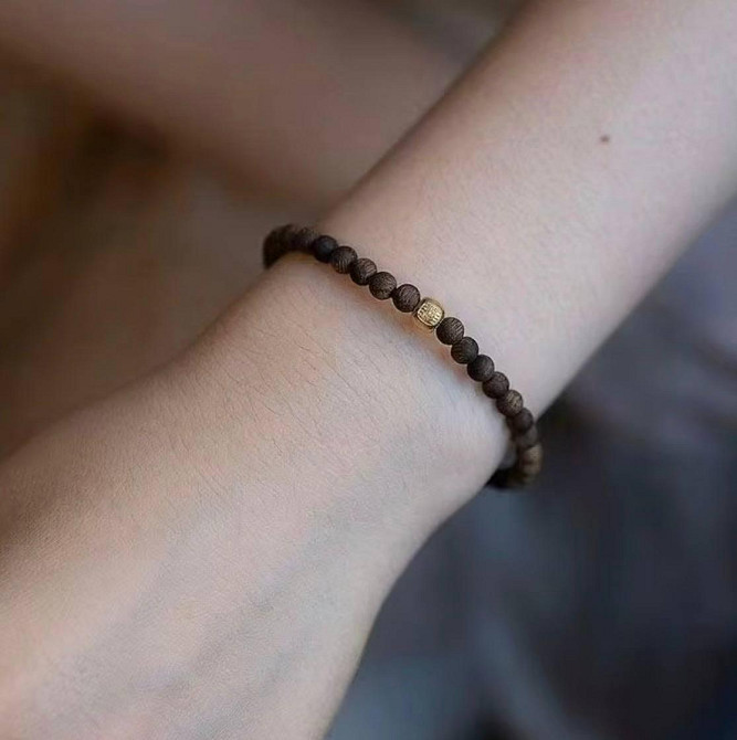 Браслет з натурального агарового дерева з намистинами на удачу, унісекс Київ - фото 2