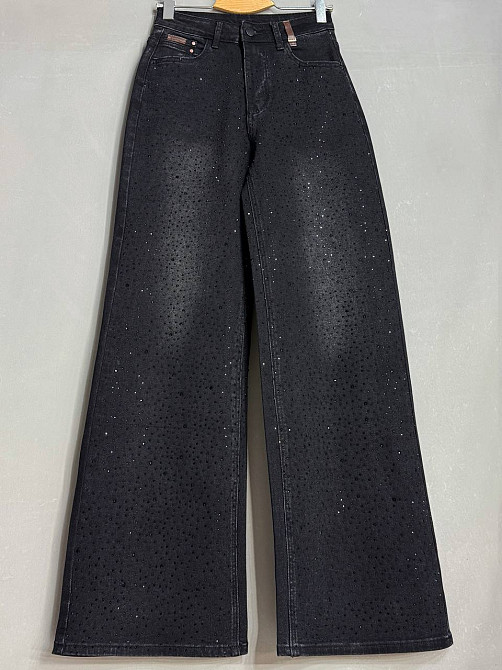 Джинсы женские Allure 1136-26 палаццо ровные со стразами черные, черный, 28, 28, 73 см, 103 см Киев - изображение 3
