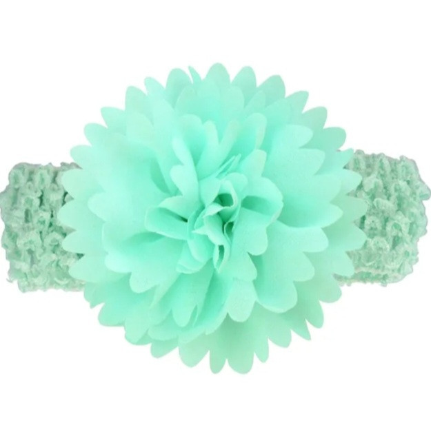 Повязка для девочки на голову с цветком 30-50 см ментоловый Киев - изображение 1