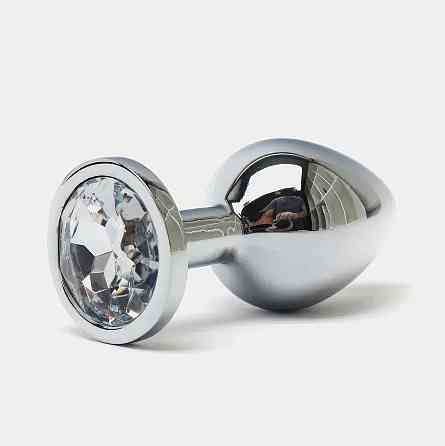 Стальная анальная пробка Buttplug с кристаллом 6,4x2,3 см Серебристый Винница