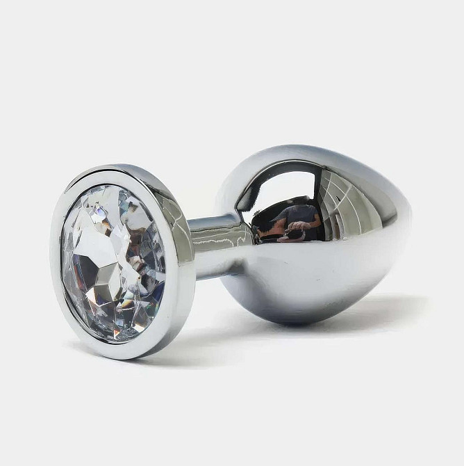 Стальная анальная пробка Buttplug с кристаллом 6,4x2,3 см Серебристый Винница - изображение 2