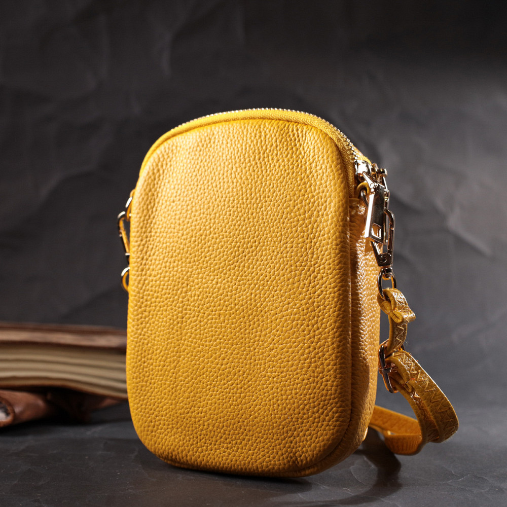Оригинальная сумка для женщин из мягкой натуральной кожи Vintage 22342 Желтый Киев - изображение 9