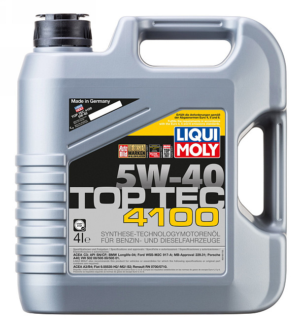 LIQUI MOLY 2195 Top Tec 4100 SAE 5W-40 — Синтетична моторна олива Low SAPS | Для бензинових і дизельних двигунів з DPF та каталіза Ковель - фото 1