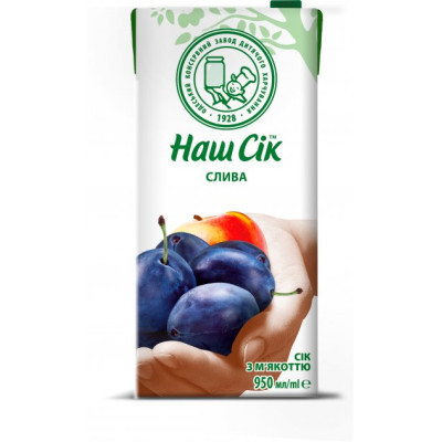 Сік Наш Сік Сливовий з м'якоттю 950 мл (4820016250390) Вінниця - фото 1