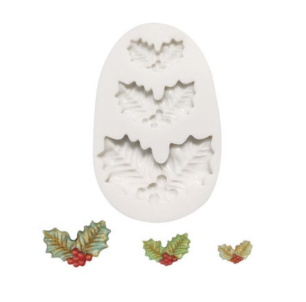Молд кондитерский Рождественский листок силиконовый 82 на 53 мм серый Киев - изображение 3