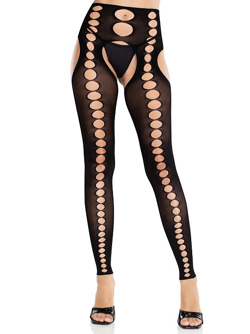 Колготки Leg Avenue Seamless Opaque Footless Suspender Hose One Size Black Sex Aura Киев - изображение 1