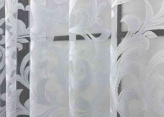 Короткая тюль, высота 1,5 м., жаккард цвет белый 1597т Киев