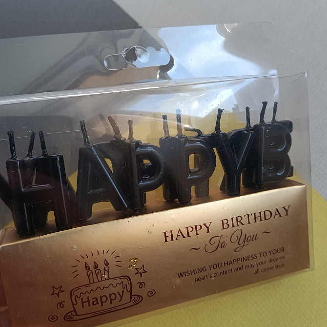 Свічка для торта літери happy birthday чорна Київ - фото 2