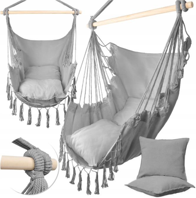 Крісло гамак Бразильське Malatec сірий 100см до 120кг (Польща) Київ - фото 1