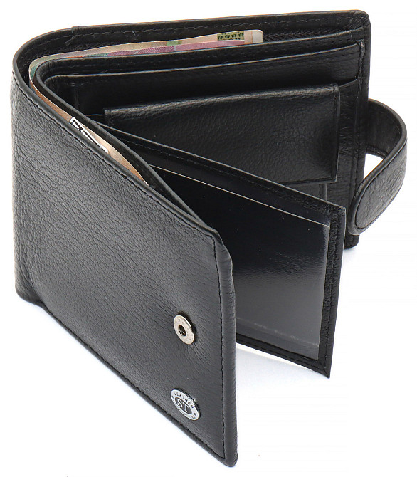 Черное мужское портмоне из натуральной кожи с фиксацией ST Leather ST103 Киев - изображение 17