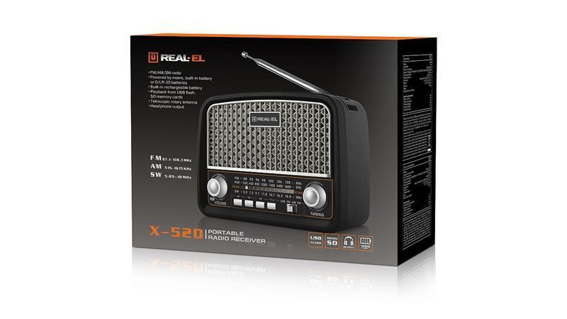 Радіоприймач REAL-EL X-520 Black Акумулятор Харьков - изображение 10