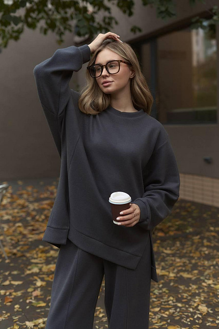 Жіночий теплий базовий костюм-двійка з двосторонньої ангори Графіт Одеса - фото 7