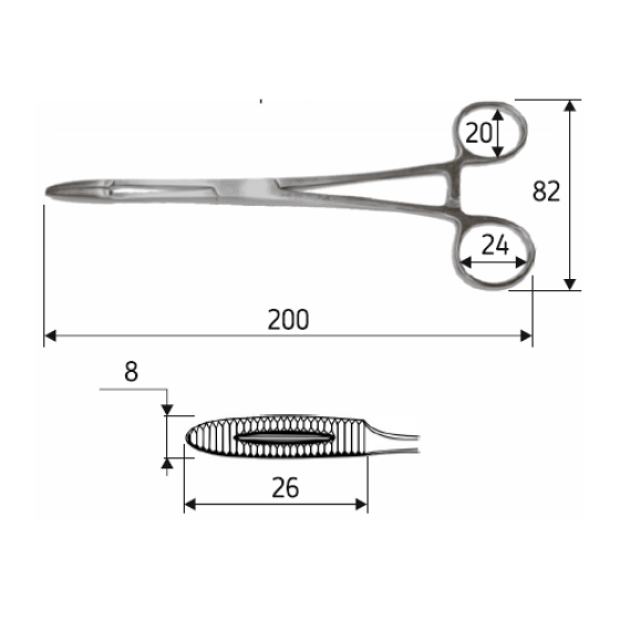 Затискач для ватних тампонів Gross-Maier прямий 20 cм (корнцанг), J-18-038 Дніпро