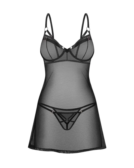 Сорочка Obsessive Euridia chemise & tanga XS/S Львів - фото 2