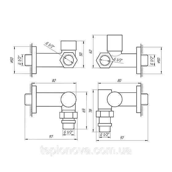 Кран кутовий під ТЕН Solomon 1/2"х1/2" білий, 2 шт. Чернівці