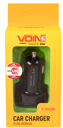 Зарядний пристрій 2USB C-2026BK 12-24V/5V/2.4A VOIN Вінниця