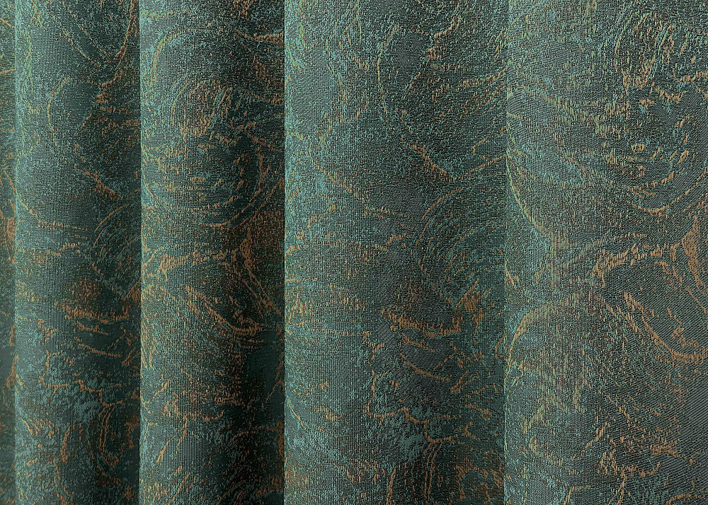 Комплект коротких штор VR-Textil Жаккард Fantasy № 1633ш Изумрудный с золотистым 140х170 см 2 шт (35-0289) Киев - изображение 6