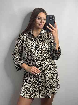 Женская ночная рубашка удлиненная шелковая Леопард 5 XL Харьков