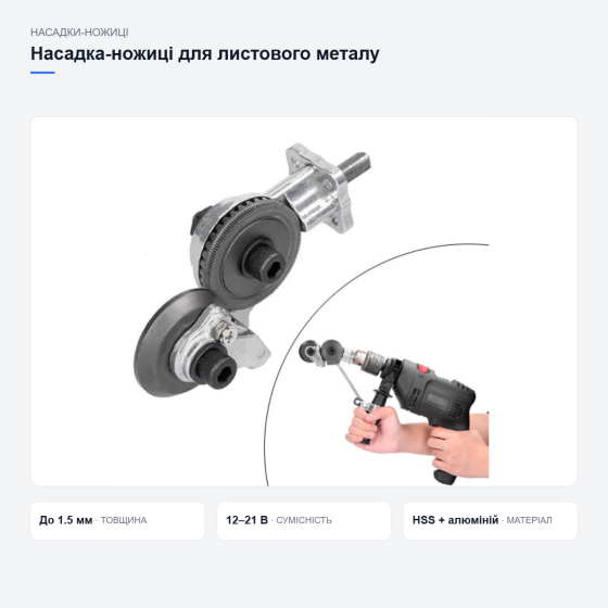 Насадка-адаптер, дисковые ножницы на дрель и шуруповерт для резки листового металла Киев
