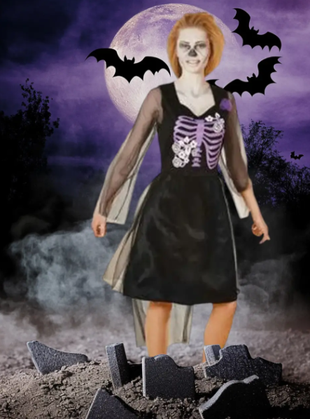 Плаття на Хеловін жіноче Наречена скелета чорно-фіолетовий Київ - фото 1