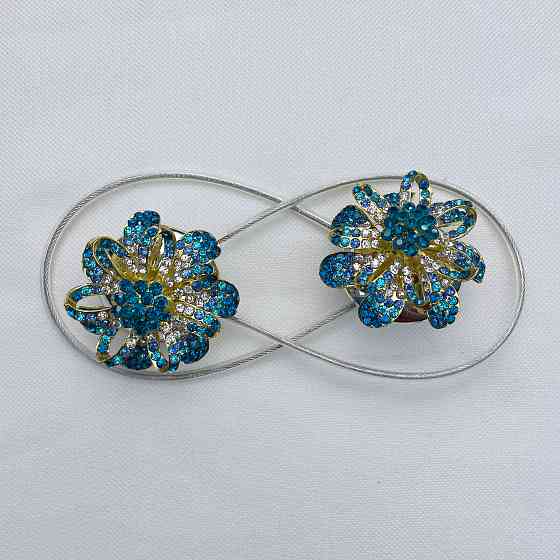 Магніти для штор та гардин "Flowers" набір 2 шт Бірюзовий з золотистим (81-200) Київ