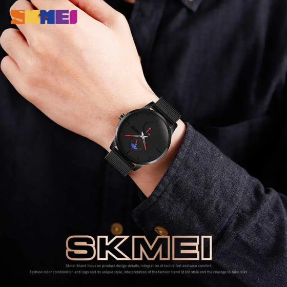 Чоловічий класичний годинник Skmei 9208 (Чорний з червоними стрілками) Вінниця