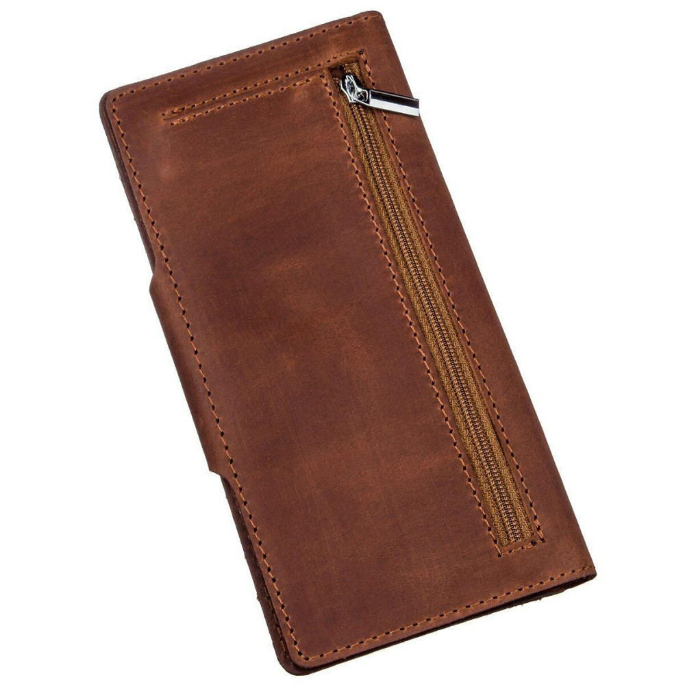 Гаманець чоловічий вертикальний з вінтажної шкіри на кнопках SHVIGEL 16181 Коричневий Київ - фото 6