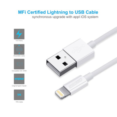 Дата кабель USB 2.0 AM to Lightning 1.8m 2.1A MFI White Choetech (IP0027-WH) Вінниця - фото 11