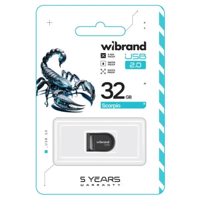 USB флеш накопичувач Wibrand 32GB Scorpio Black USB 2.0 (WI2.0/SC32M3B) Вінниця - фото 2