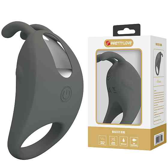 Эрекционное виброкольцо PRETTY LOVE Master Ring с усиками для клитора, серое, 7.5 х 4 см Sex Aura Киев
