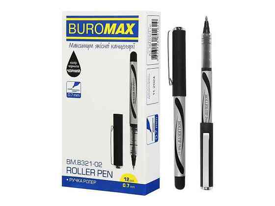 Ручка ролер 0.7мм, чорний BM.8321-02 ТМ BUROMAX Київ