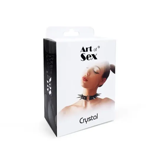 Чокер Серце з великими шипами, із натуральної шкіри Art of Sex - Crystal, колір Чорний Львів