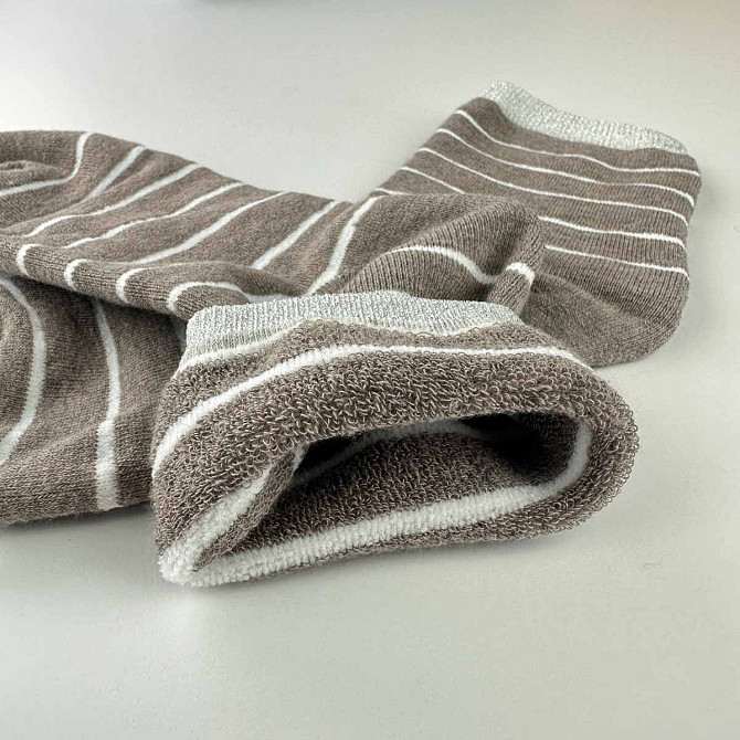 Теплые носки женские классические в полоску с серебром GM Textile Высокие 36-41 Пепельный Сумы - изображение 2