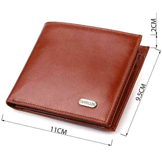 Мужское горизонтальное портмоне из натуральной гладкой кожи CANPELLINI 21780 Коричневое Киев