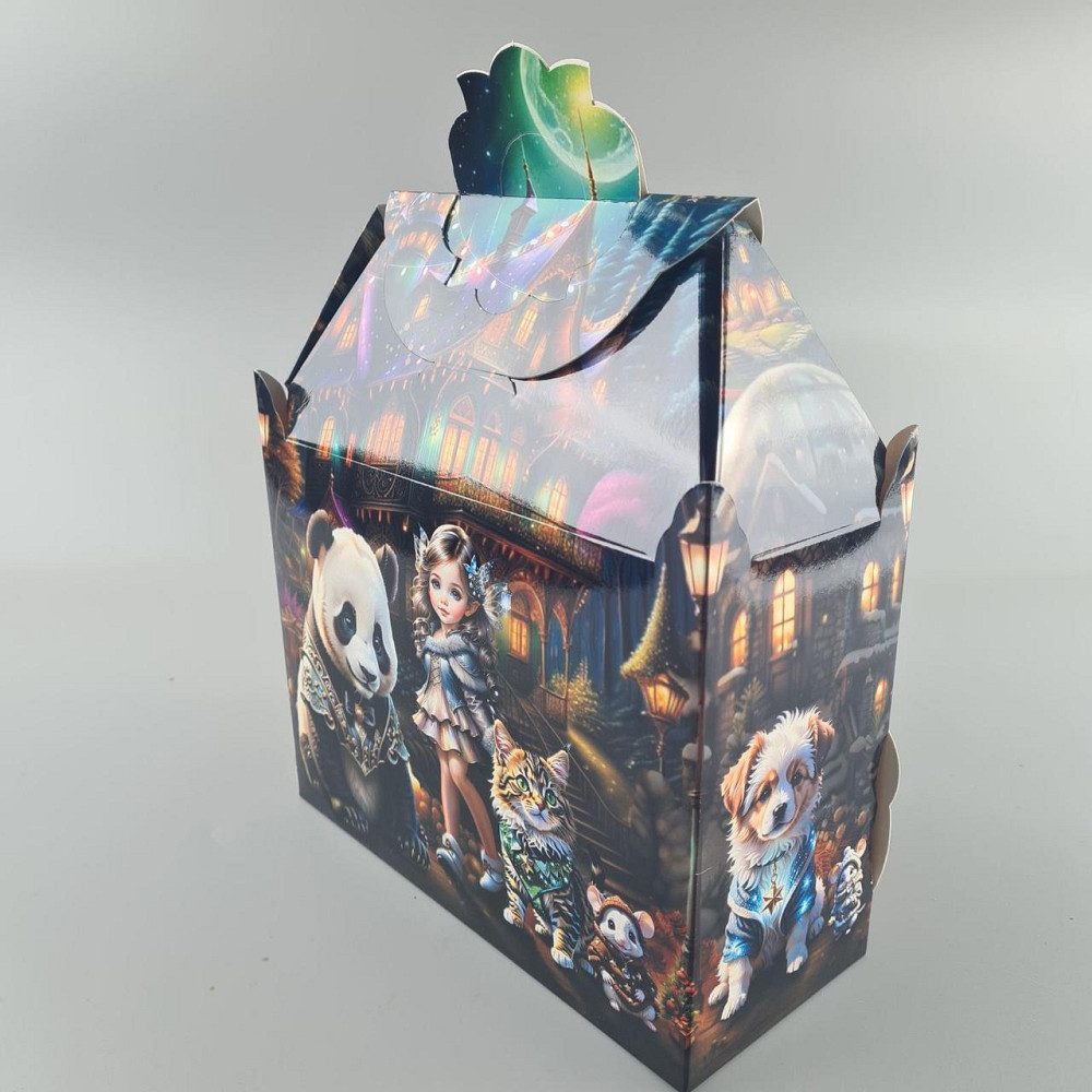 Новогодняя подарочная картонная упаковка для конфет (1000грм) №201 