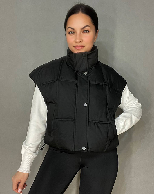 Жилетка жіноча HAIZIYUAN 535 укорочена широка оверсайз спущене плече чорна, чорний, M Київ - фото 5