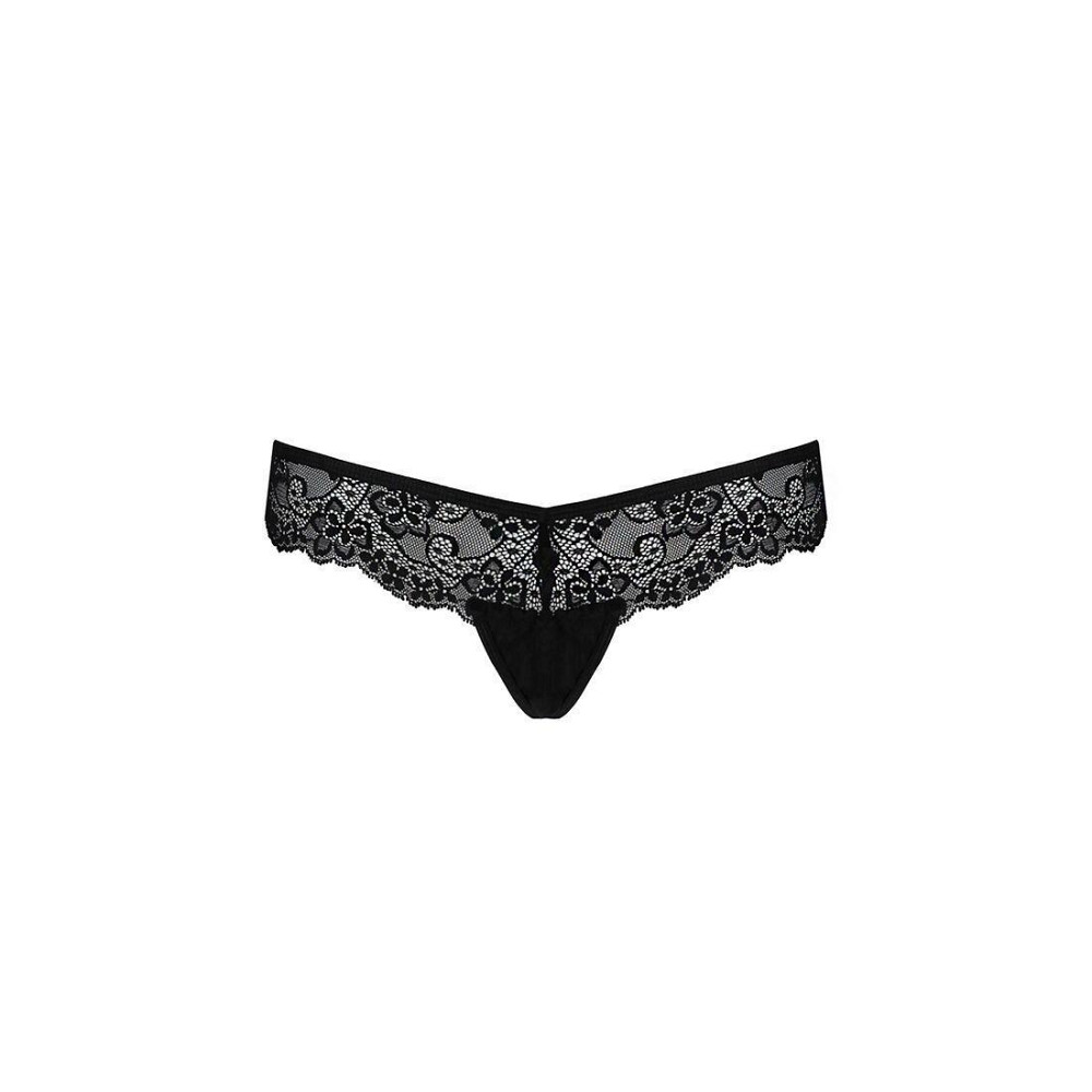 Мереживні трусики-танга з атласним бантиком Passion NAJA THONG L/XL, black Sex Aura Київ - фото 5
