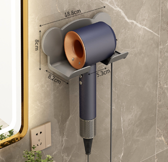 Настенный держатель для фена из пластика, аксессуар для ванной комнаты, 18,8×8,2×8 см, серый цвет Каменец-Подольский