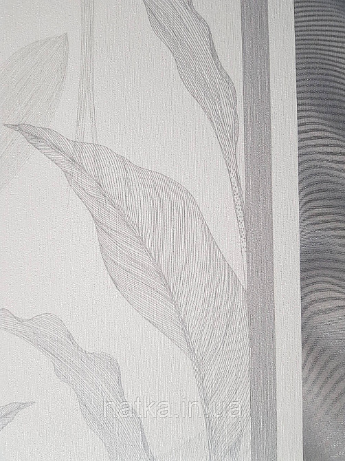 Шпалери метрові вініл на флізелін дизайнерські Erismann Elle Decoration 2 листки світло сірі на білому Київ - фото 3