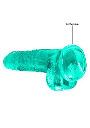 Зеленый реалистичный фаллоимитатор с мошонкой REALROCK CRYSTAL CLEAR, 21 см Sex Aura Киев