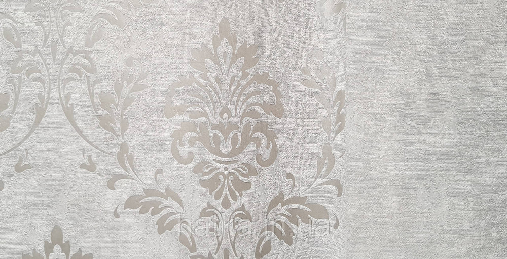 Шпалери вінілові на флізеліні Grandeco Universe 5 вензелю завитки сріблясті на сірому Київ - фото 6
