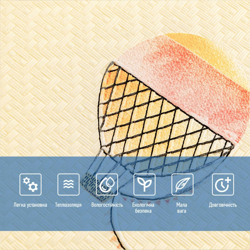 Панель стінова 3D 700х700х4мм Повітряні кулі рогожка SW-00001973 Київ - фото 4