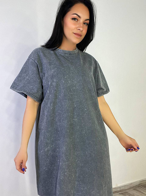 Платье-футболка женское A-N 2666-1 тай-дай оверсайз, серый, one size Киев - изображение 17