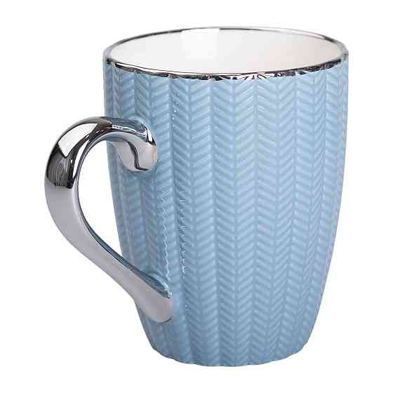 Liling Rongxiang Ceramic Чашка порцелянова 400 (мл) зі сріблястим обідком і ручкою Блакитна RX- Київ