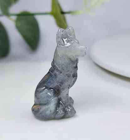 Вовк з лабрадориту 4 см, фігурка вовк натуральний камінь, талісман сили та захисту Київ