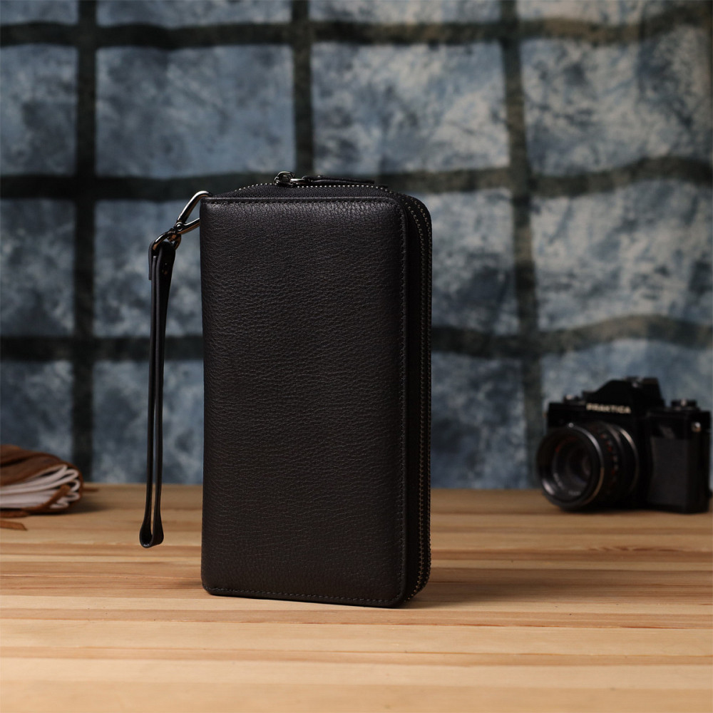 Цікавий чоловічий клатч із натуральної шкіри Vintage 23063 Чорний Київ - фото 4