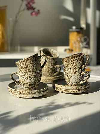 Набір кавовий 6 чашок/6 стравець Olens "Нормандія" 100 мл кераміка 102-0391 для дому та ресторану Київ