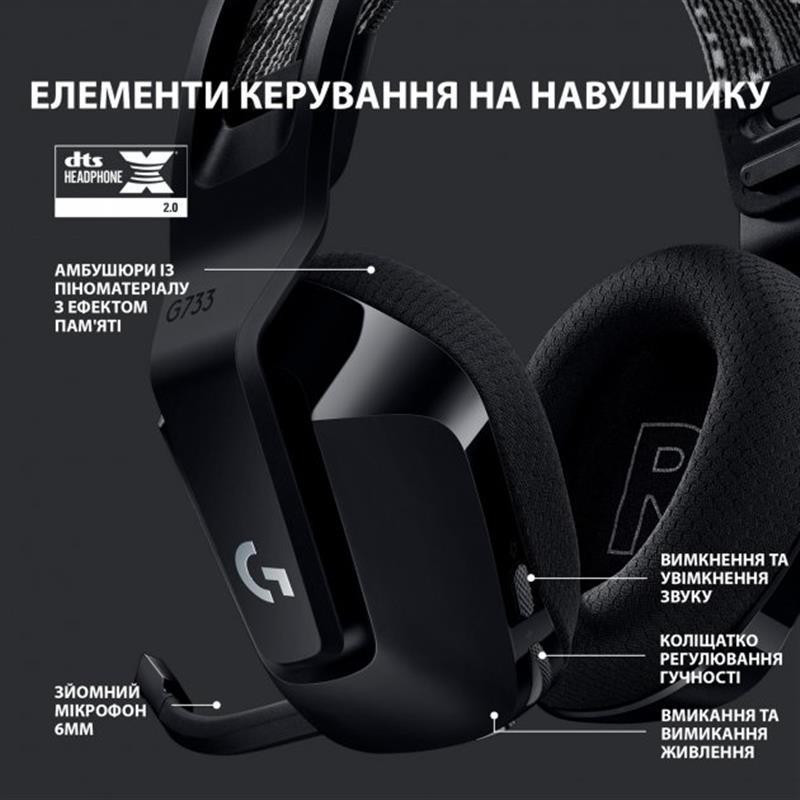Гарнітура Logitech G733 Black (981-000864) Чорний Харьков - изображение 8